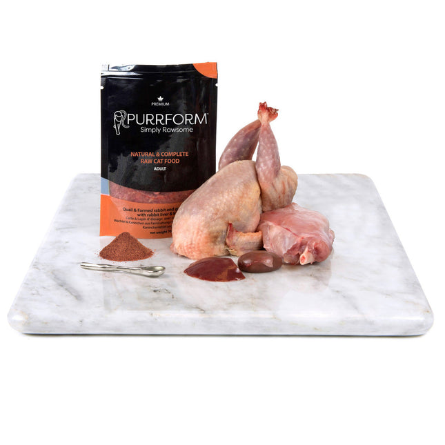 Purrform Quail & Rabbit & Ground Bone with Rabbit Liver & Kidney - 70g Pouch