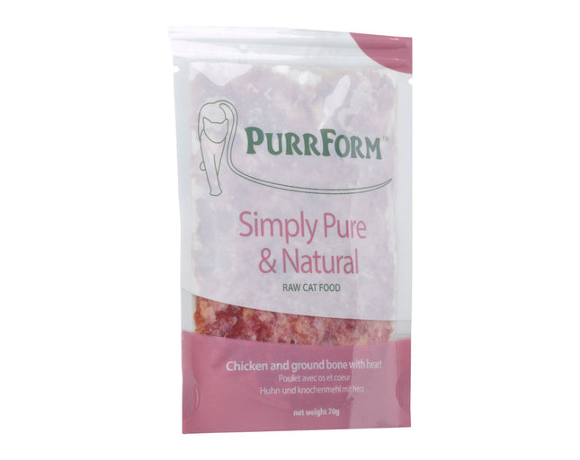 Purrform Chicken & Ground Bone with Heart - 70g Pouch