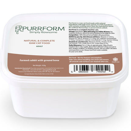 Purrform Farmed Rabbit with Ground Bone  450g