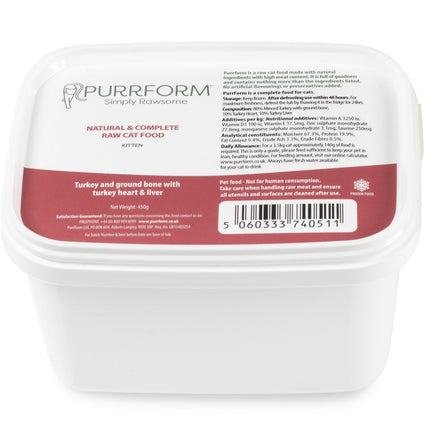 Purrform Turkey & Ground Bone with Turkey Heart & Liver - 450g