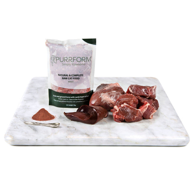 Purrform Goat & Ground Bone with Lamb Heart & Liver - 70g Pouch