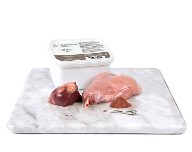 Purrform Farmed Rabbit with Ground Bone & Ox Heart - 450g