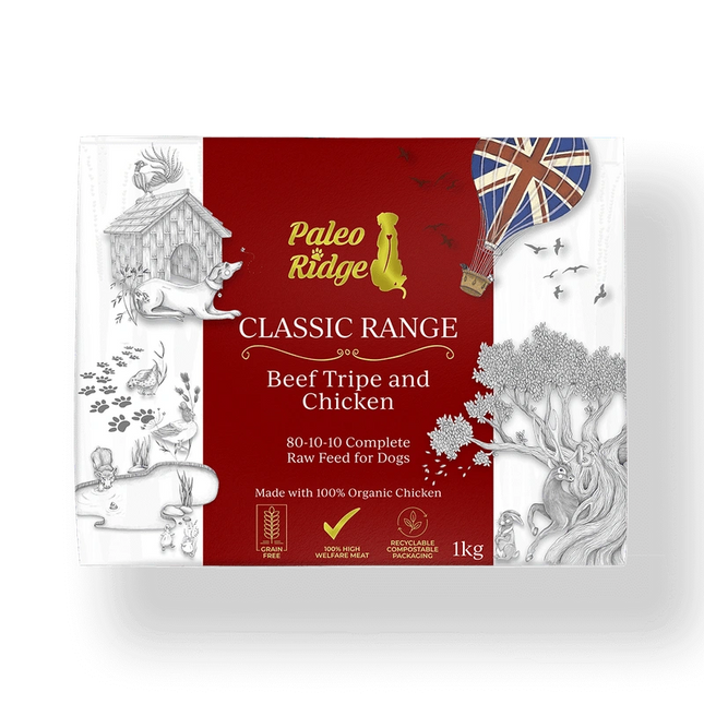 Paleo Ridge Classic Beef Tripe & Organic Chicken - 80:10:10- 1KG