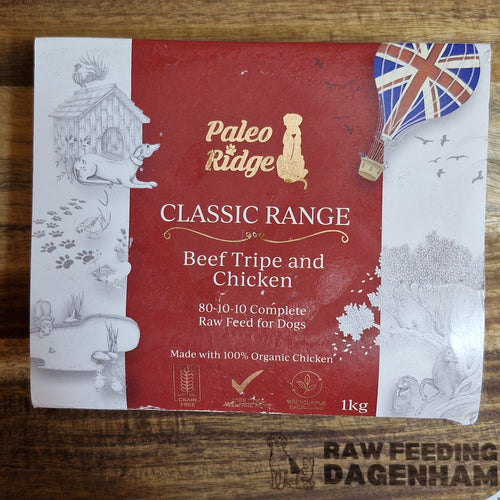 **CLEARANCE** Paleo Ridge Classic Beef Tripe & Organic Chicken - 80:10:10- 1KG